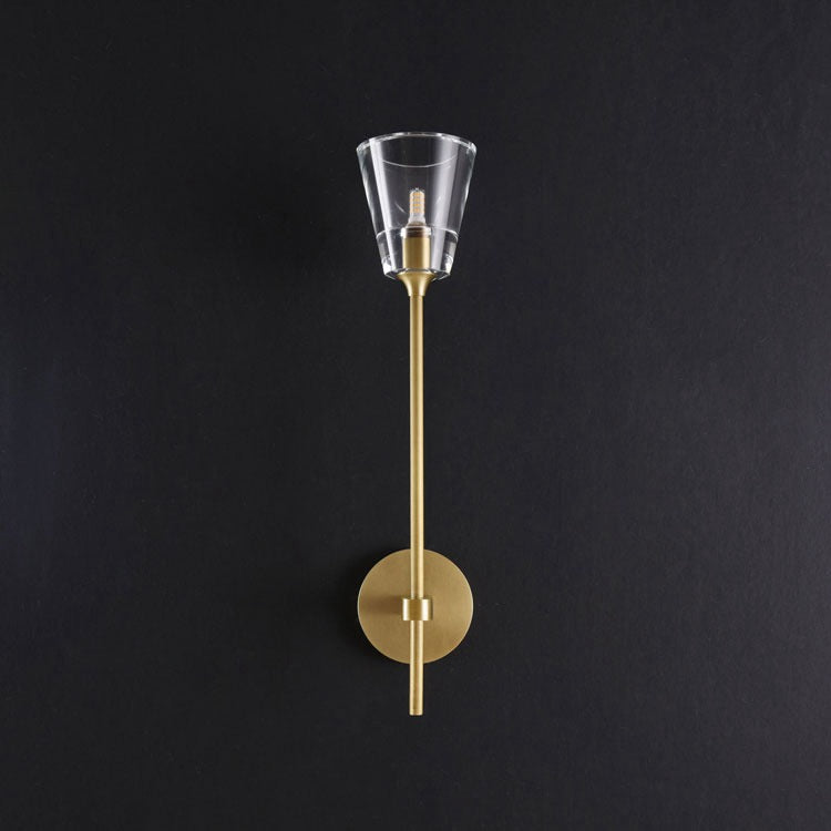 Beryl Grand Brass Glass Wall Sconce for Living Room - Wing Lightings