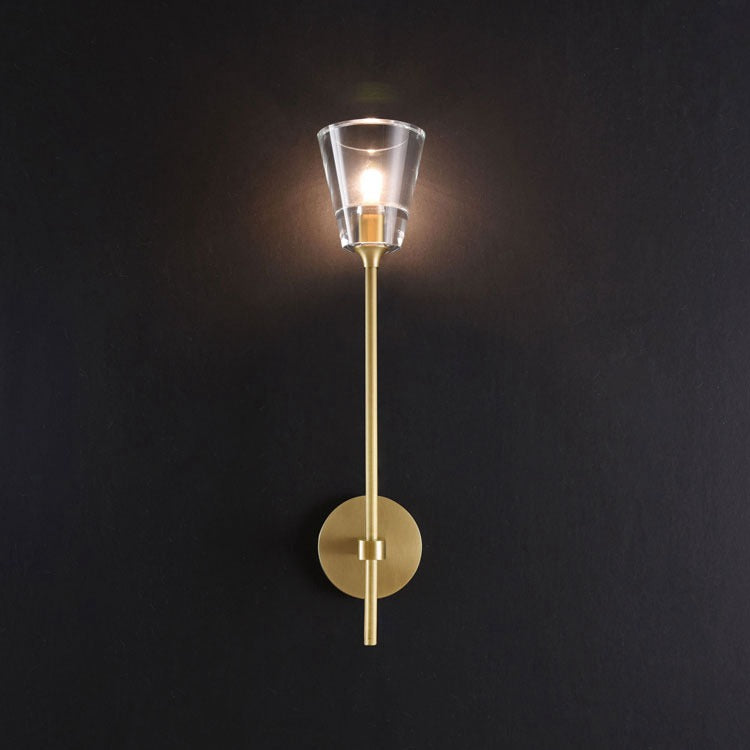 Beryl Grand Brass Glass Wall Sconce for Living Room - Wing Lightings