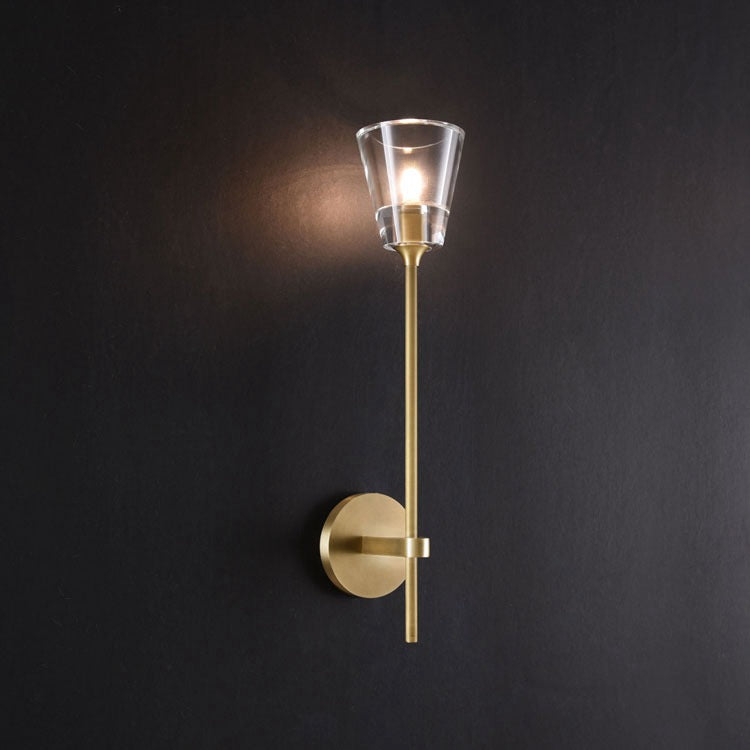 Beryl Grand Brass Glass Wall Sconce for Living Room - Wing Lightings