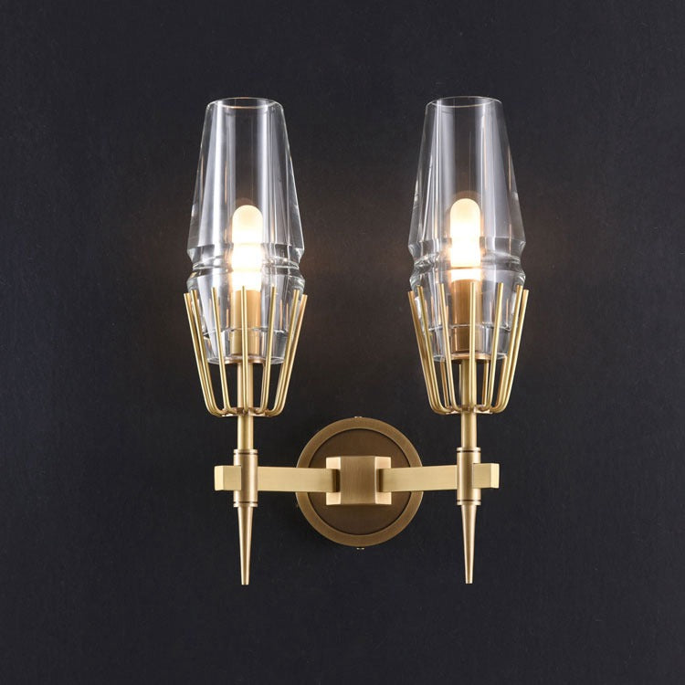 Dave Glass Brass Double Sconce - Wing Lightings
