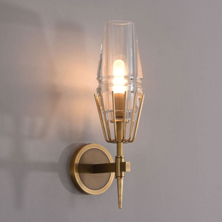 Dave Glass Brass Sconce, Wall Lights for Living Room - Wing Lightings