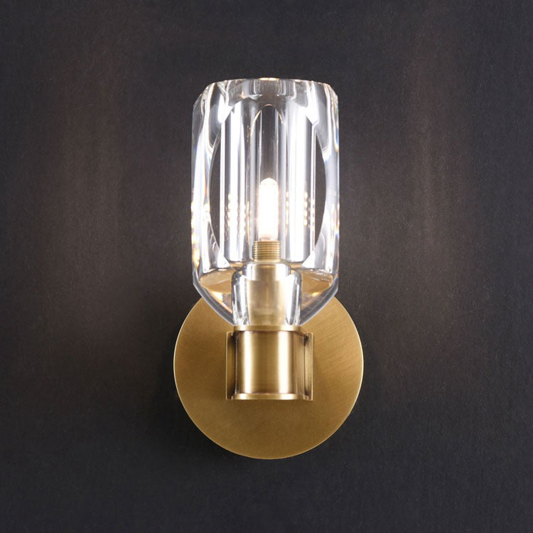 Kansas Brass Crystal Wall Sconce for Bedroom - Wing Lightings