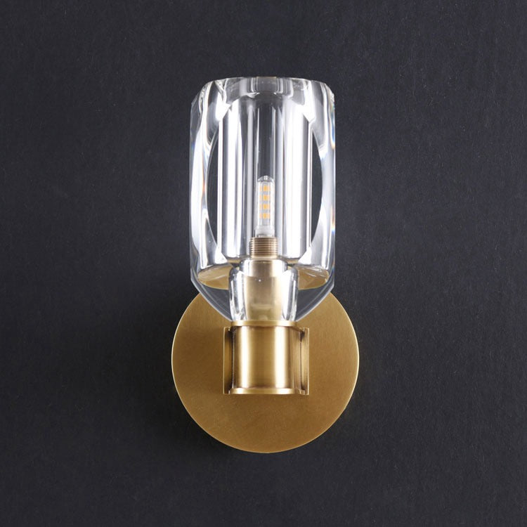 Kansas Brass Crystal Wall Sconce for Bedroom - Wing Lightings