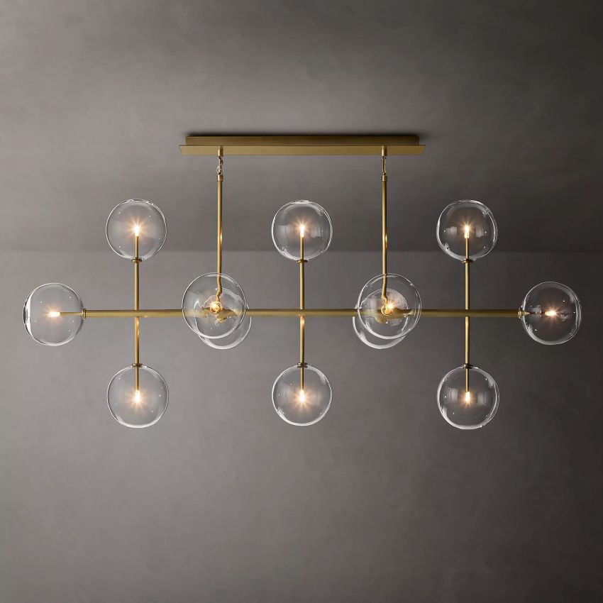 Glass Globe Moblie Linear Chandelier 72"
