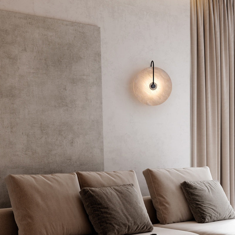 Bertrand Modern Discs Alabaster Wall Sconce