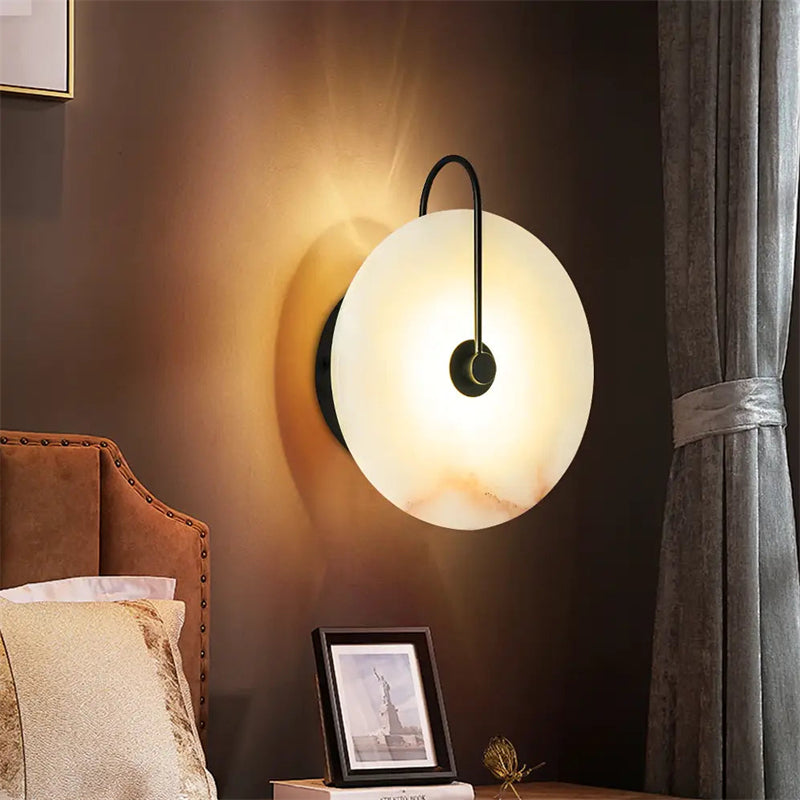 Bertrand Modern Discs Alabaster Wall Sconce