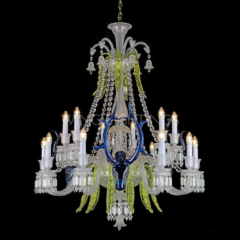 15 Light Luxury Deer Head Antlers Crystal Candle Chandelier for Living Room