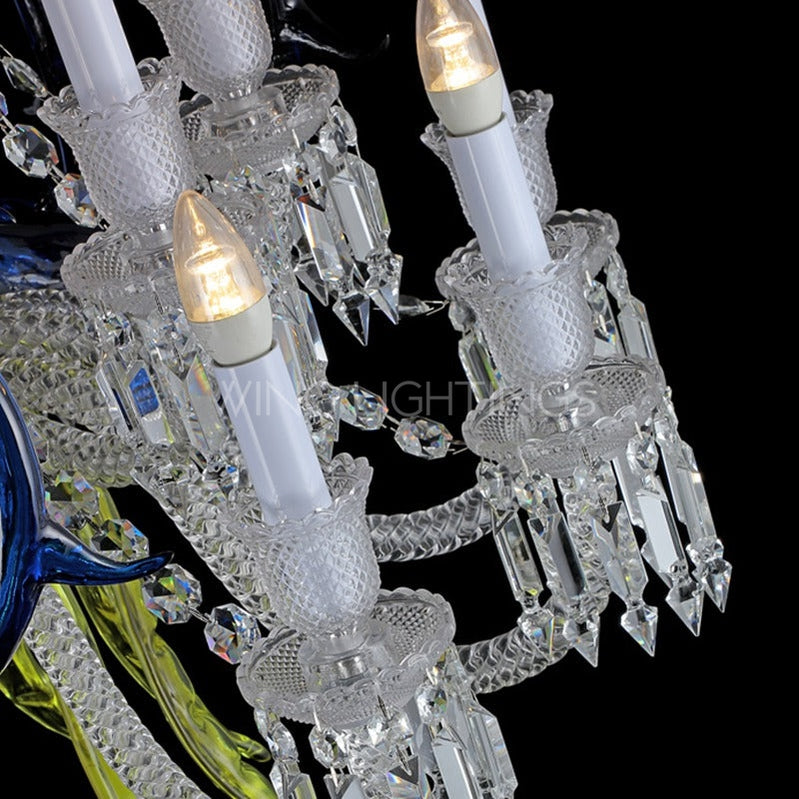 15 Light Luxury Deer Head Antlers Crystal Candle Chandelier for Living Room