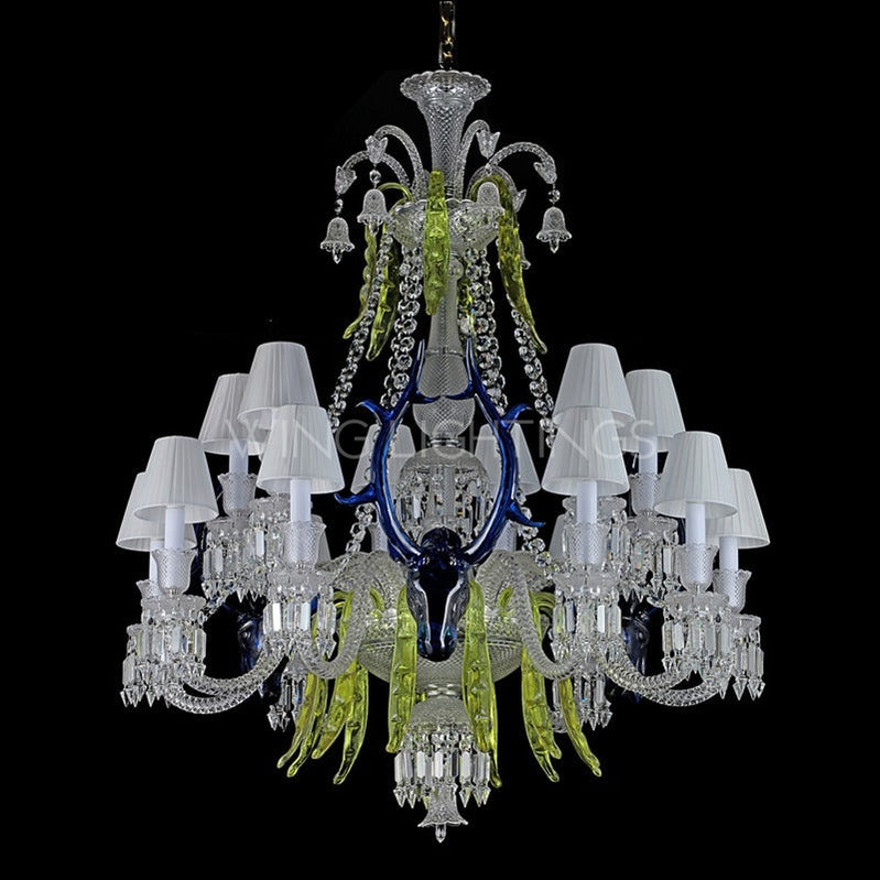 15 Light Luxury Deer Head Antlers Crystal Candle Chandelier for Living Room