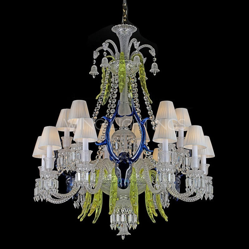 15 Light Luxury Deer Head Antlers Crystal Candle Chandelier for Living Room