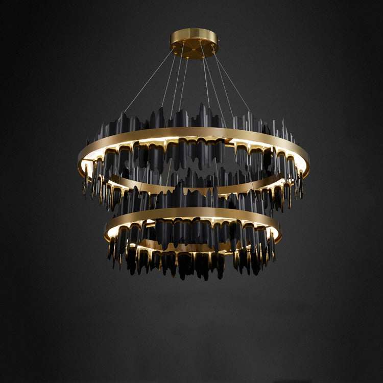 Flowing Hill and Valleys 2 Rings LED Round Chandelier - Wing Lightings