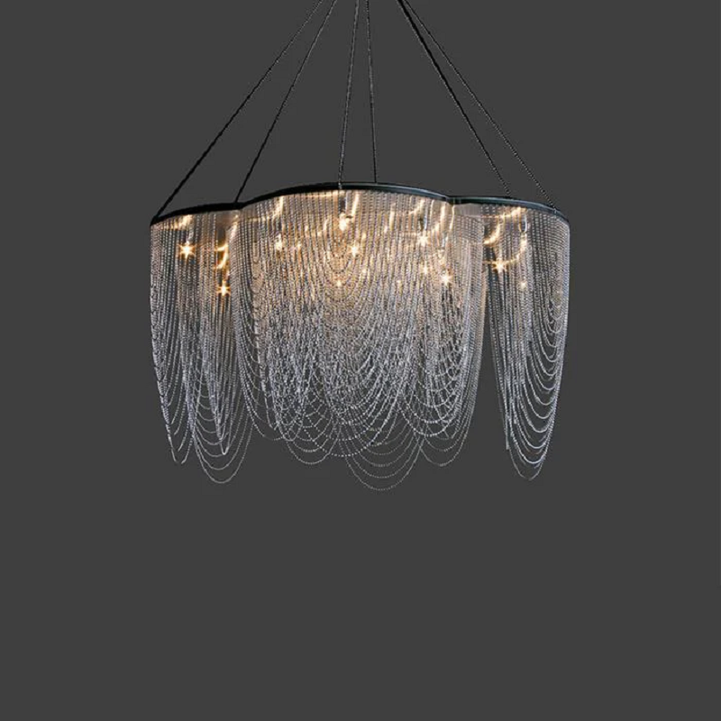 Modern Aluminum Chain Tassel Flower Chandelier - Ineffable Lighting