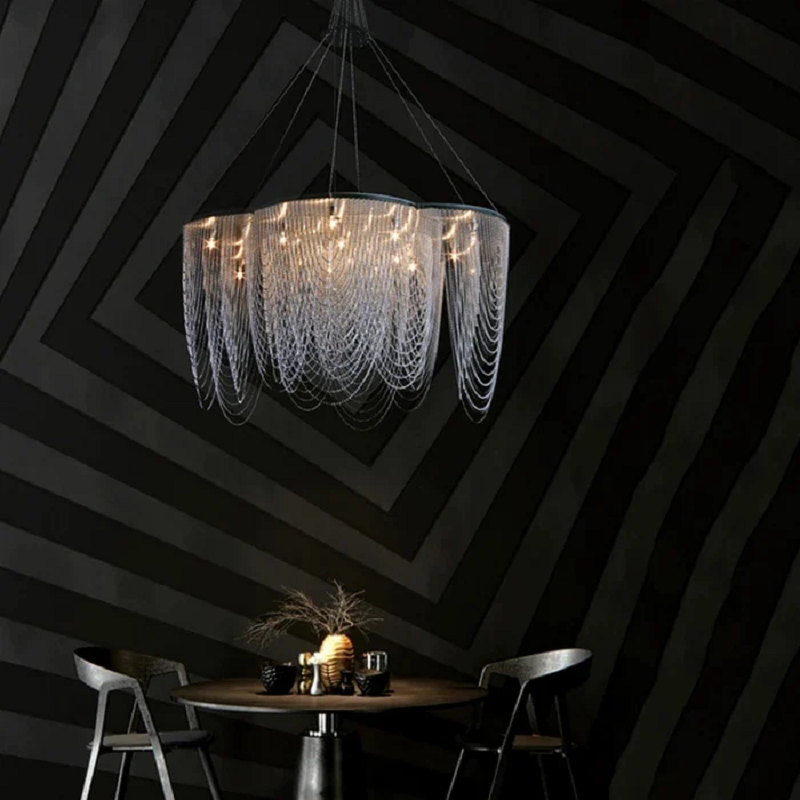 Modern Aluminum Chain Tassel Flower Chandelier - Ineffable Lighting