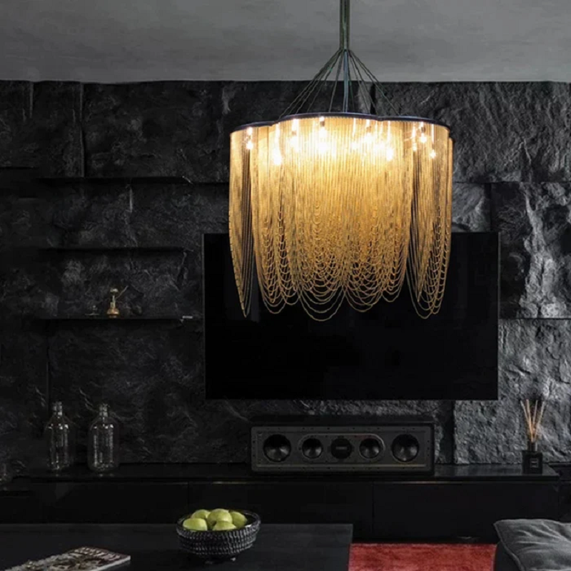 Modern Aluminum Chain Tassel Flower Chandelier - Ineffable Lighting