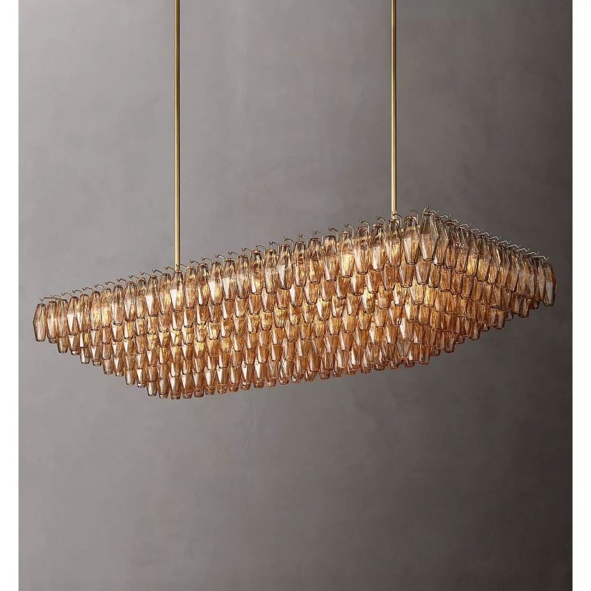 Murano Smoke Glass Tiered Rectangular Chandelier