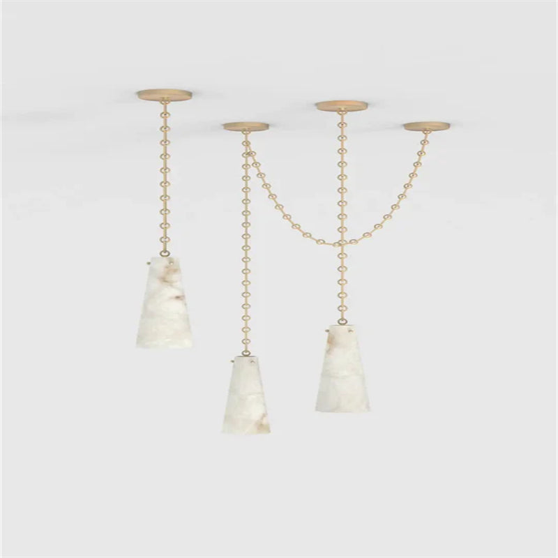 Romola Contemporary Lucca Chandelier 202A-3 in Alabaster, 3-Light Vintage Alabaster Pendant Cluster