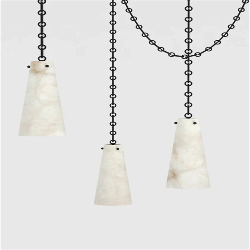 Romola Contemporary Lucca Chandelier 202A-3 in Alabaster, 3-Light Vintage Alabaster Pendant Cluster