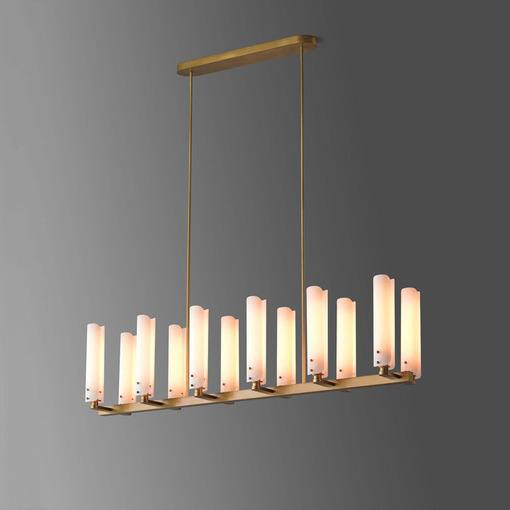 Alan Glass Linear Chandelier for Dining Room - Wing Lightings