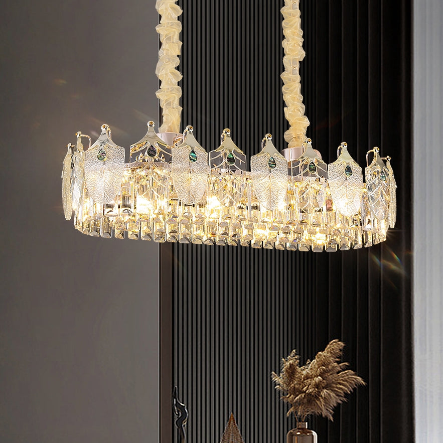 Peyton Modern Rectangular Crystal Dining Room Chandelier, Luxury Long Chandelier
