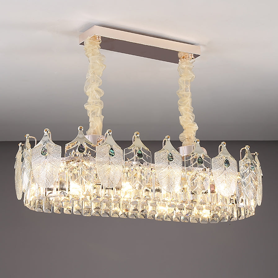Peyton Modern Rectangular Crystal Dining Room Chandelier, Luxury Long Chandelier