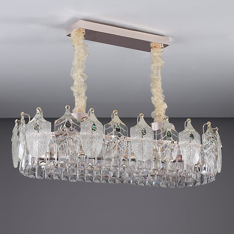 Peyton Modern Rectangular Crystal Dining Room Chandelier, Luxury Long Chandelier