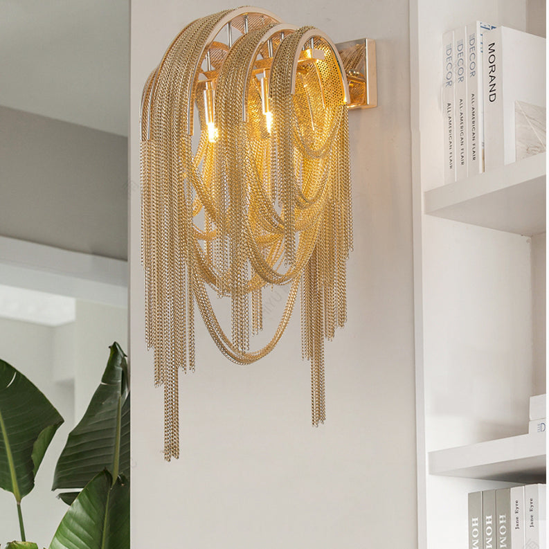 Sophia Modern Aluminum Chain Tassel Wall Sconce - Yami Lightings