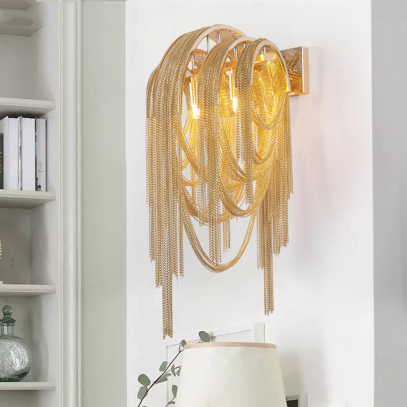 Sophia Modern Aluminum Chain Tassel Wall Sconce - Yami Lightings