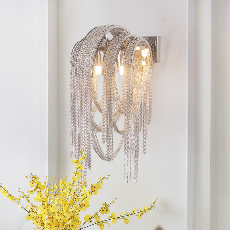 Sophia Modern Aluminum Chain Tassel Wall Sconce - Yami Lightings