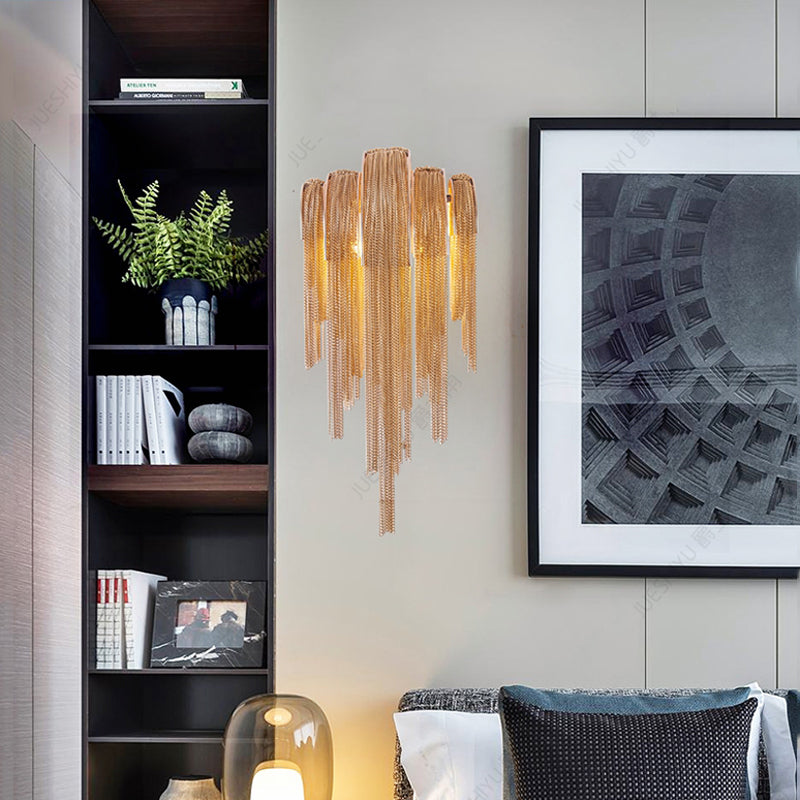 Sophia Modern Aluminum Chain Tassel Wall Sconce - Yami Lightings