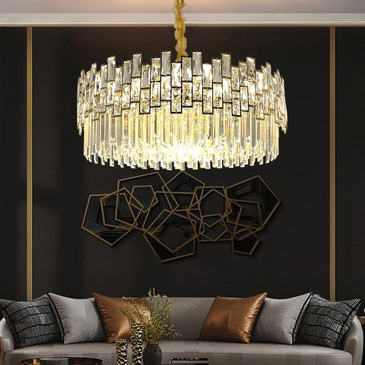 Carl Round Crystal Chandelier for Living Room - Wing Lightings