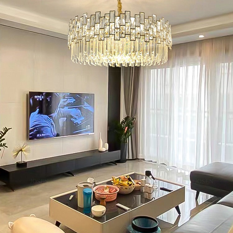 Carl Round Crystal Chandelier for Living Room - Wing Lightings