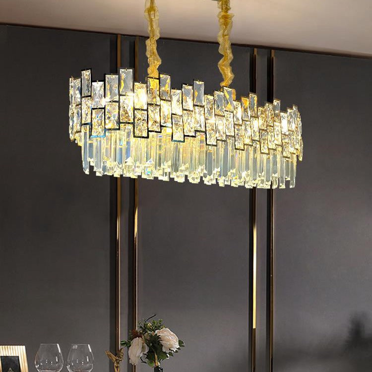 Carl Linear Crystal Chandelier for Dining Room - Wing Lightings