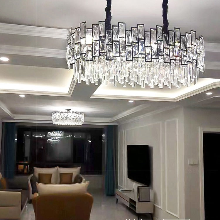 Carl Linear Crystal Chandelier for Dining Room - Wing Lightings