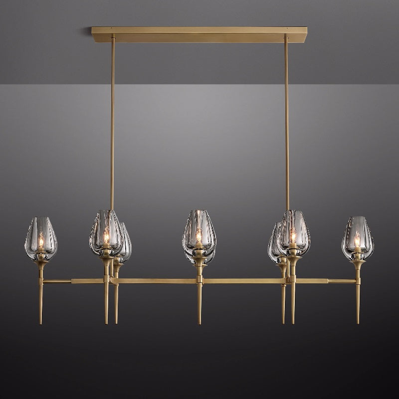 Tulip Modern GlaLinear Chandelier 52 Island Chandelier Over Kitchen   TULIPLINEARCHANDELIER52V 