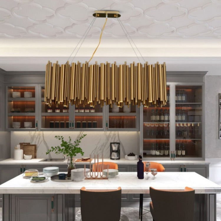 Ina Linear Stainless Steel Chandelier Gold - Wing Lightings