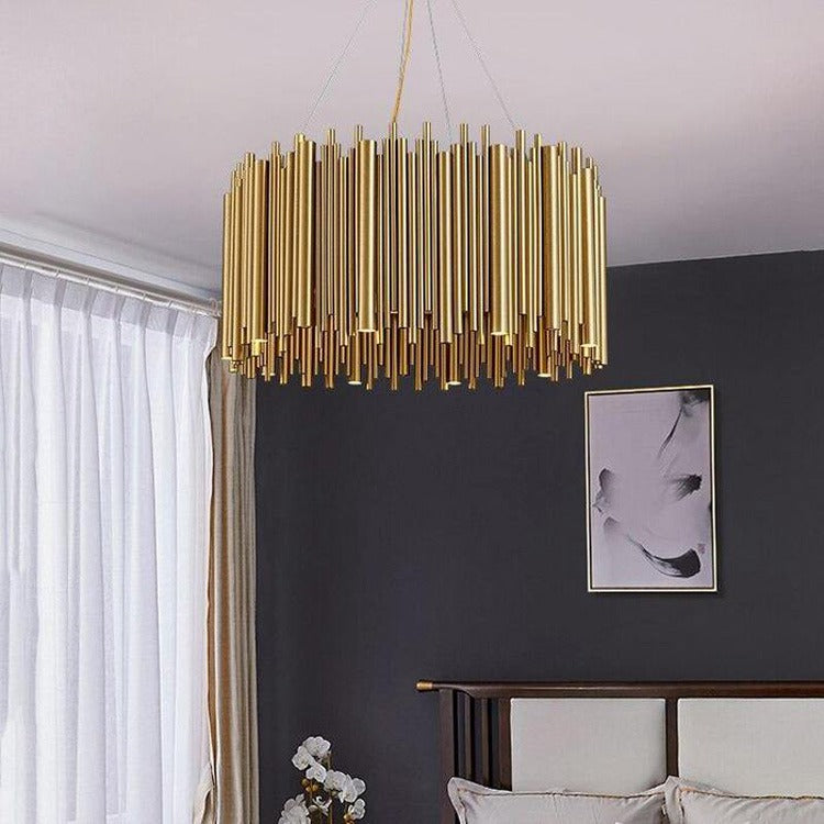 Ina Round Stainless Steel Chandelier Gold - Wing Lightings