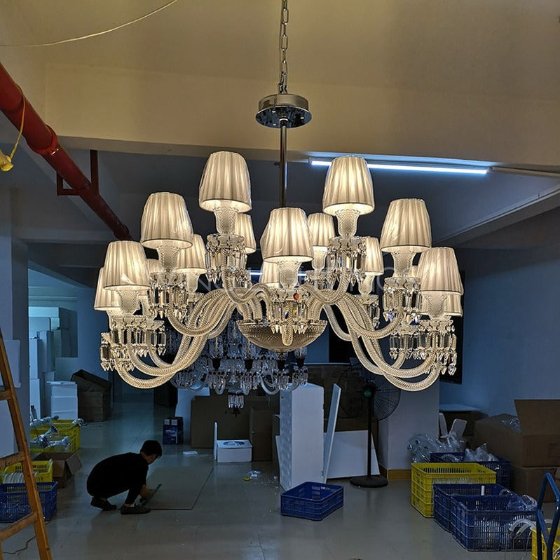 18 Light Luxury Oval Crystal Candle Chandelier for Dining Room