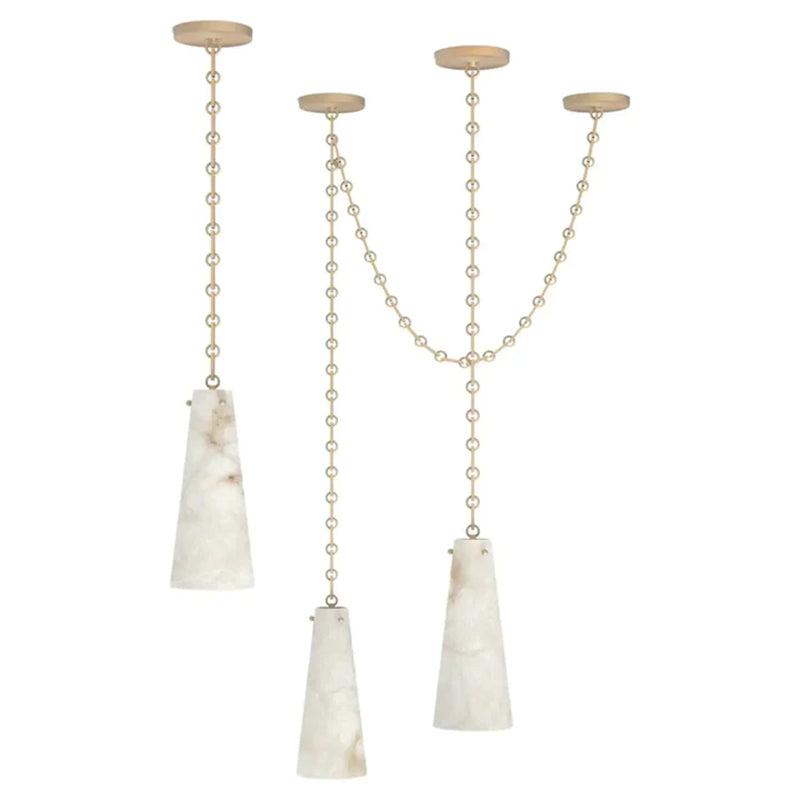 Romola Contemporary Lucca Chandelier 202A-3 in Alabaster, 3-Light Vintage Alabaster Pendant Cluster