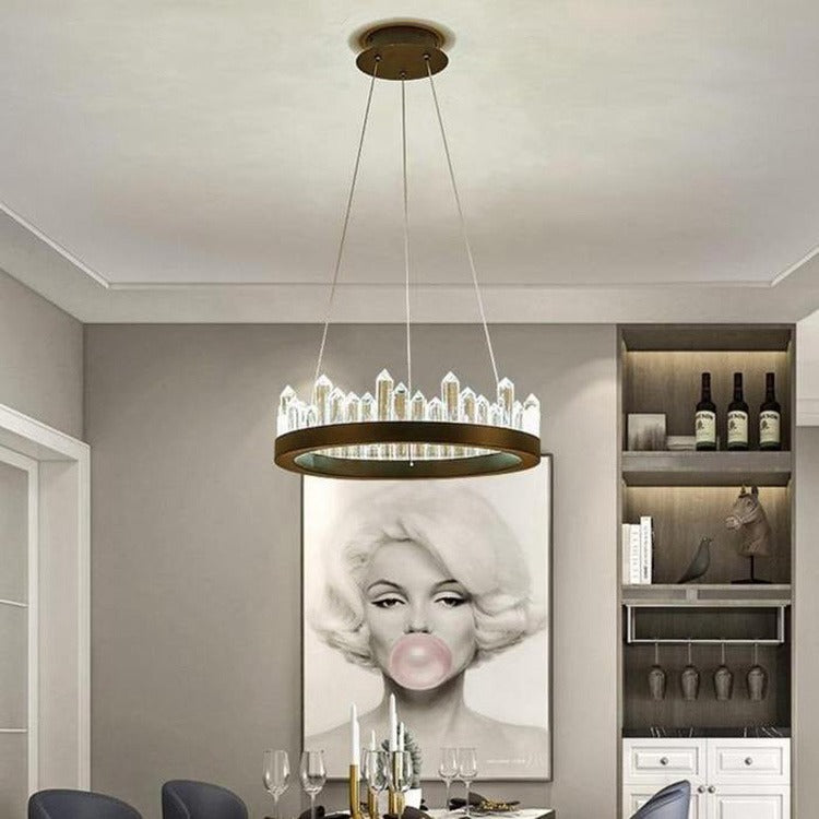Glacier Round Crystal Chandelier for Dining Table - Wing Lightings