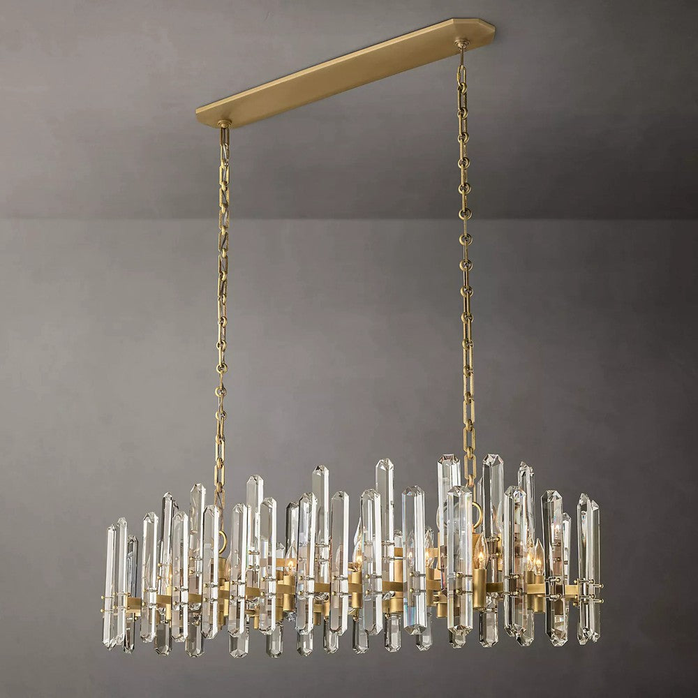 Boston Faceted Crystal Prisms Rectangle Chandelier - Wing Lightings