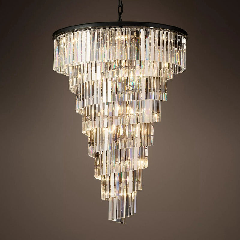 Ollie Crystal Spiral Round Chandelier for Staircase