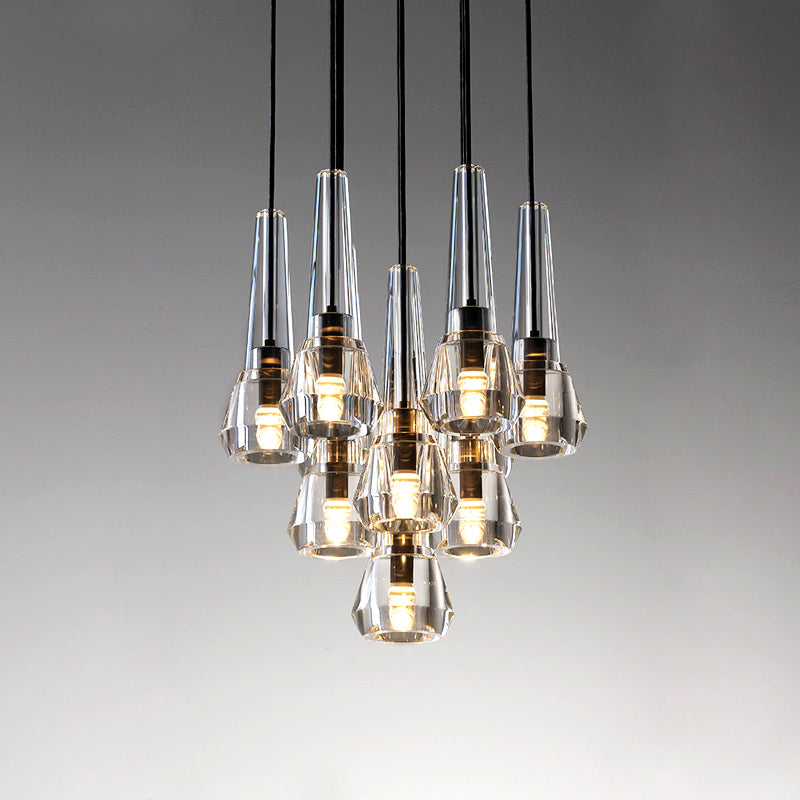 Aaron Modern Cone Crystal Pendant Chandelier