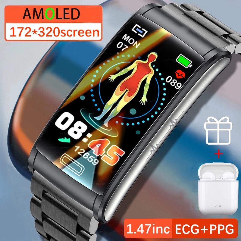 2023 New Blood Glucose Monitor Health Smart Watch Men ECG+PPG Blood Pressure Measurement IP68 Waterproof Sport Ladies smartwatc
