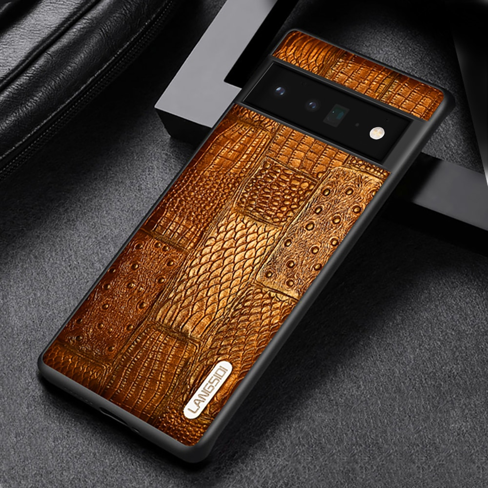 LANGSIDI Luxury Cowhide Genuine Leather Case For GooglePixel 7 6 Pro Pixel 6A 4A 5G 5A 5G Fashion Shockproof Leather Back cove