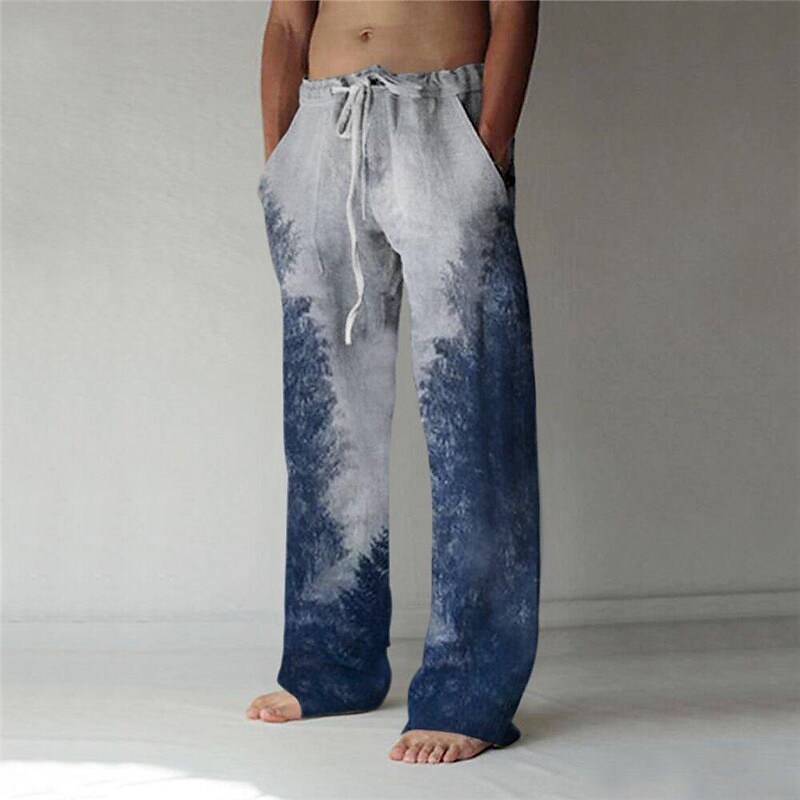 Men's 3D Print Straight Baggy Beach Pants