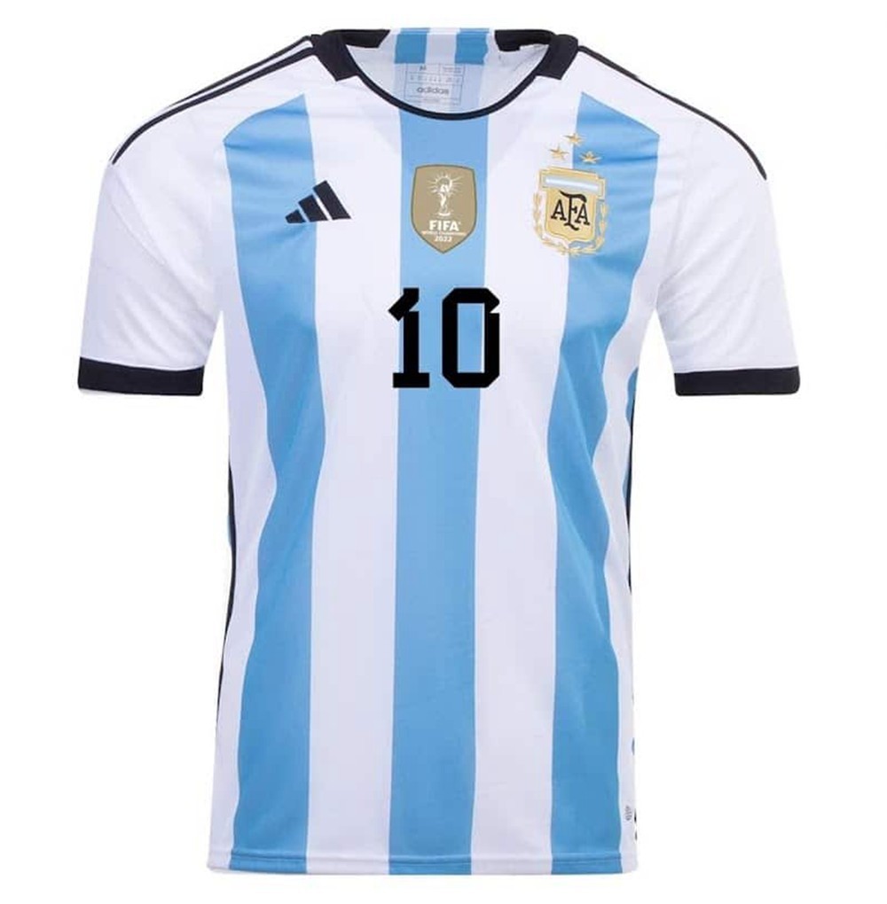 Men's Replica adidas Messi Argentina Home Jersey 2022 3 Stars