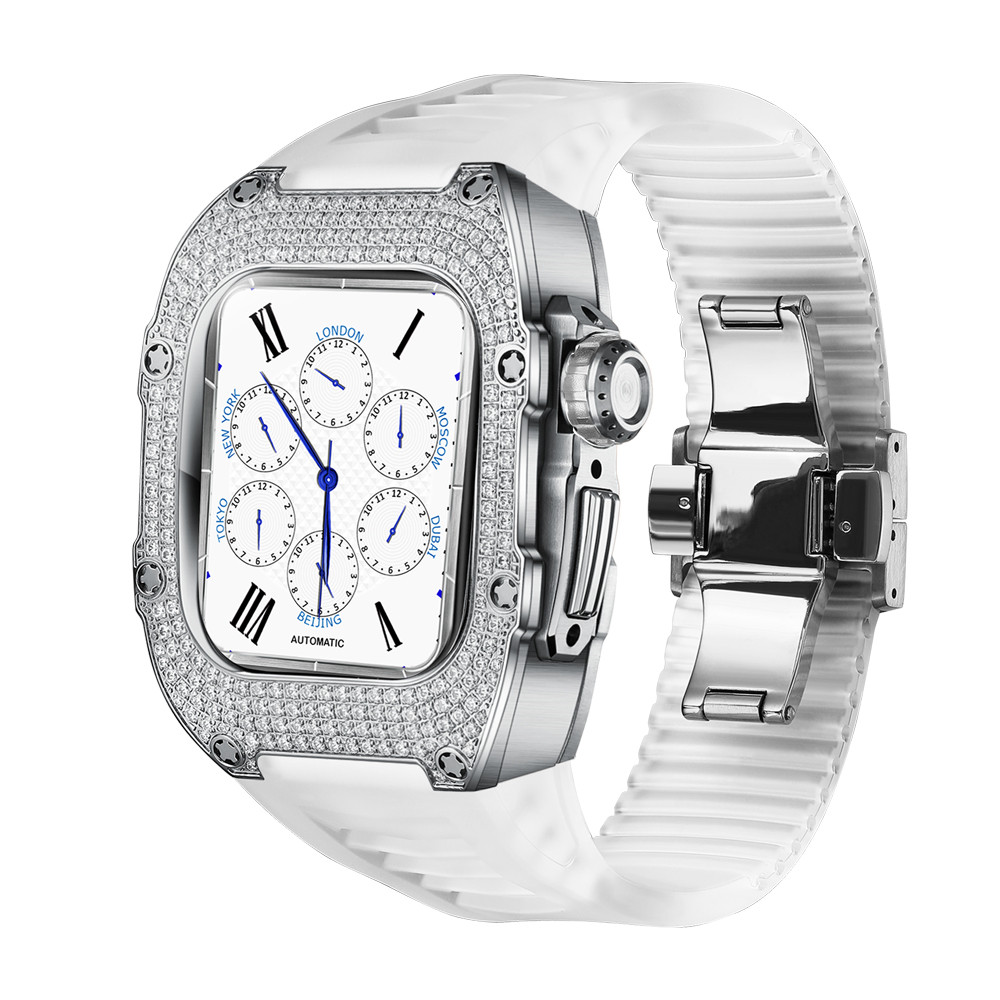 RM V50 Titanium alloy 5A Zircon Fluororubber Luxury Retrofit Kit For Apple Watch 41mm