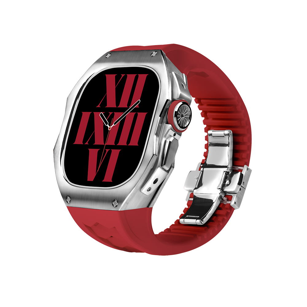 RM V70 Titanium Modified Fluororubber Luxury Retrofit Kit For Apple Watch Ultra 49mm - Red