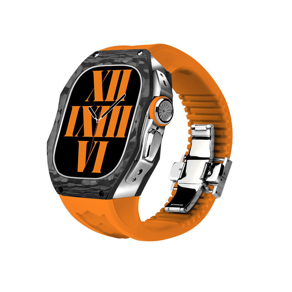 RM V70 Carbon Fiber Titanium Modified Luxury Retrofit Kit For Apple Watch Ultra 49mm - Orange