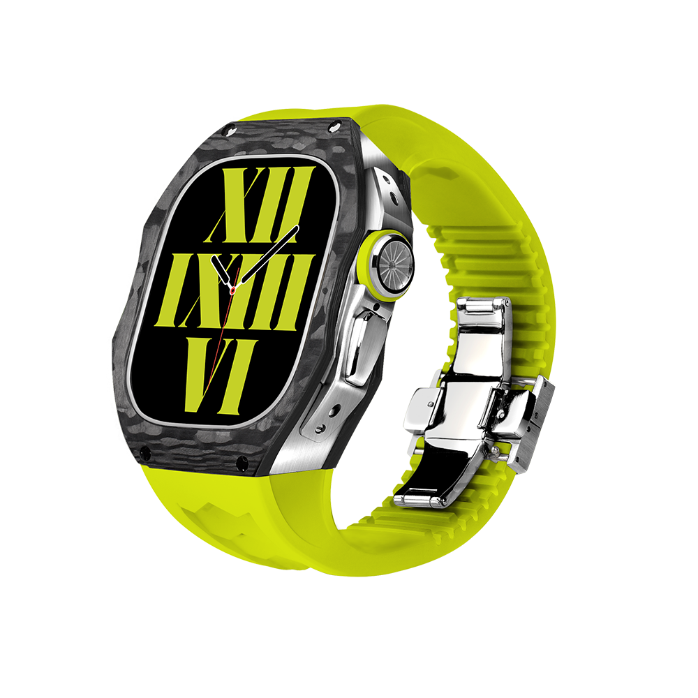 RM V70 Carbon Fiber Titanium Modified Luxury Retrofit Kit For Apple Watch Ultra 49mm - Moyal Green